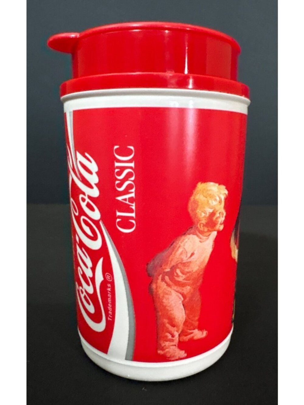 Whirley Coca-Cola Classic Christmas 1995 Sundblom Santa Plastic Mug Red Vintage - Picture 11 of 13